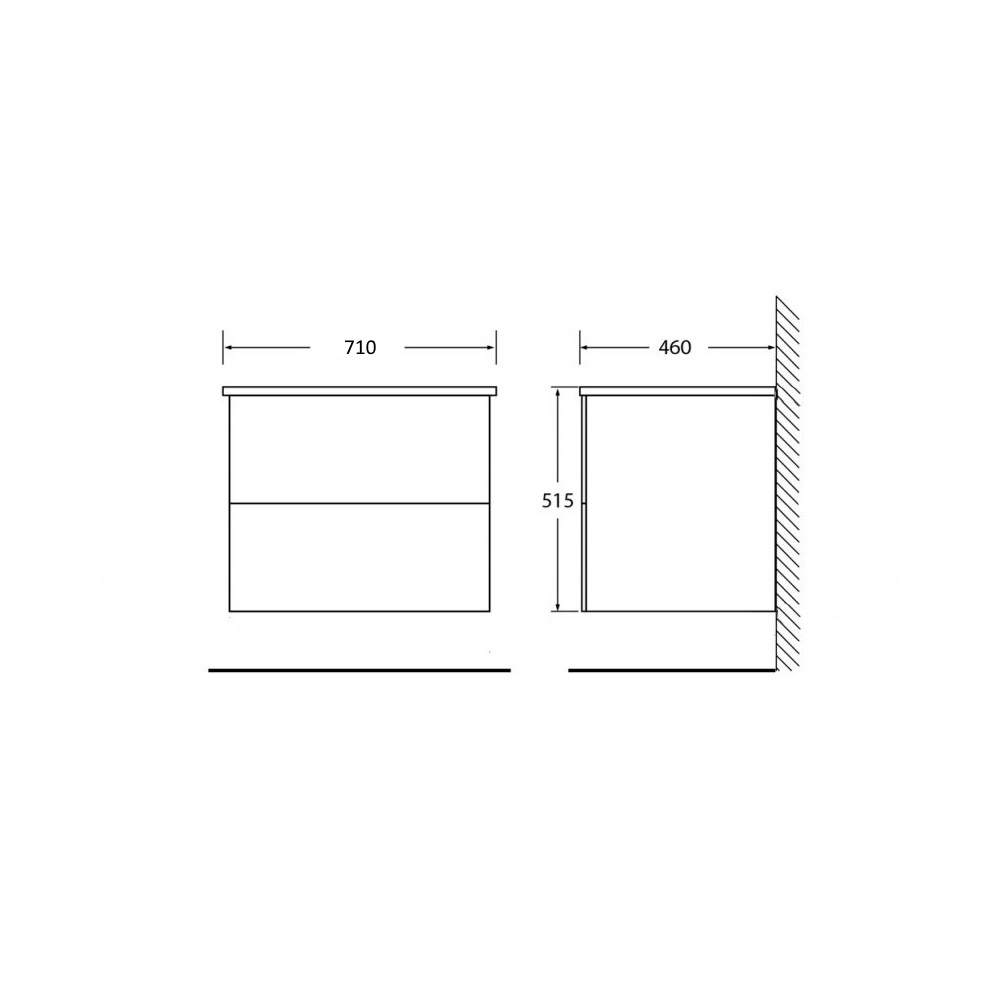 База под раковину подвесная, ETNA Bianco Lucido, 700x455x500, ETNA-700-2C-SO-BL-P