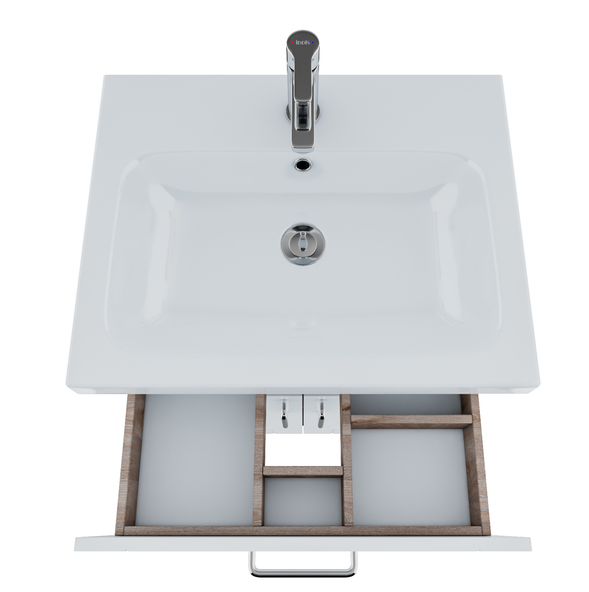 Тумба с умывальником 60 см New Sena NSE60W2i95K белая/под дерево