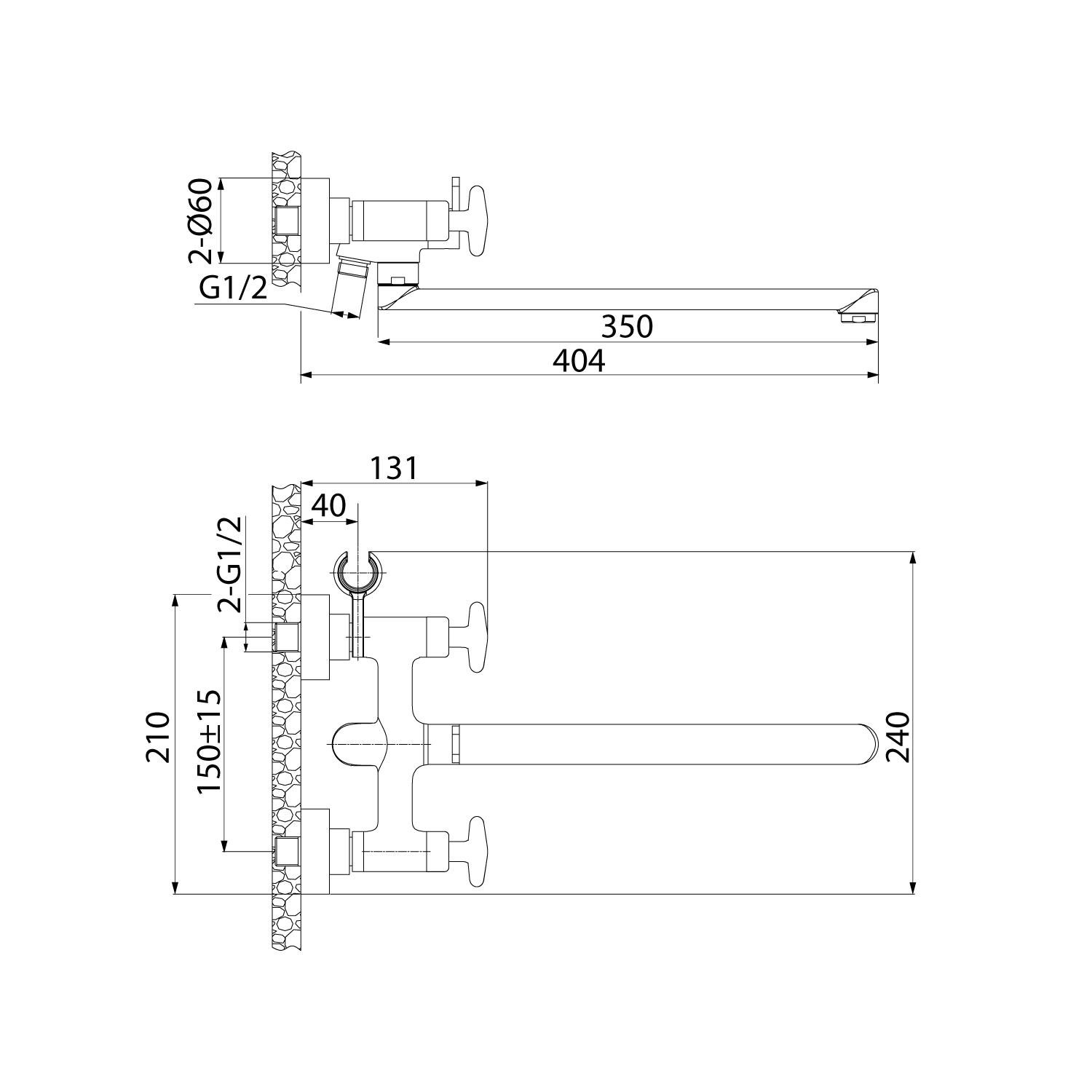 Смеситель для ванны с длинным изливом, Acros, ACRSBL2i10WA