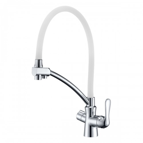 Смеситель для кухни Comfort LM3070C-White, с гибким с подключением к фильтру