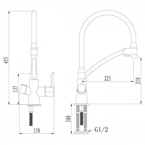 Смеситель для кухни Comfort LM3070C-White, с гибким с подключением к фильтру