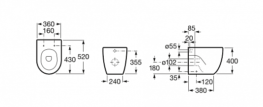 Приставной унитаз MERIDIAN /36х52х40/ (белый) 347247000