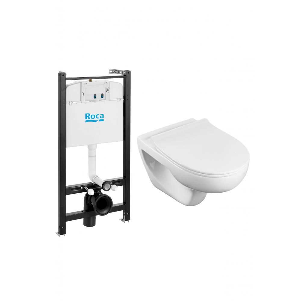 Комплект VICTORIA 7893105010 унитаз Rimless, slim сиденье + инсталляция, без кнопки Roca