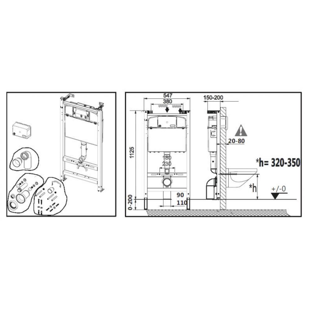 Комплект VICTORIA 7893105010 унитаз Rimless, slim сиденье + инсталляция, без кнопки Roca