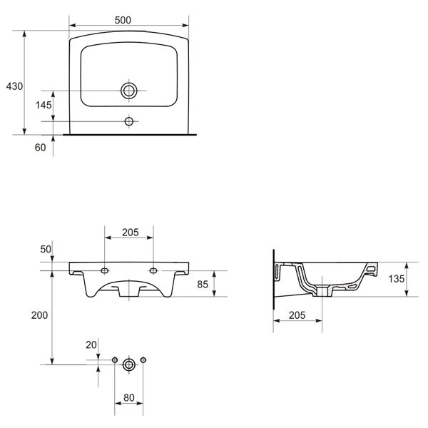 Раковина EASY ES 50, белая, в 1 отв., Cersanit