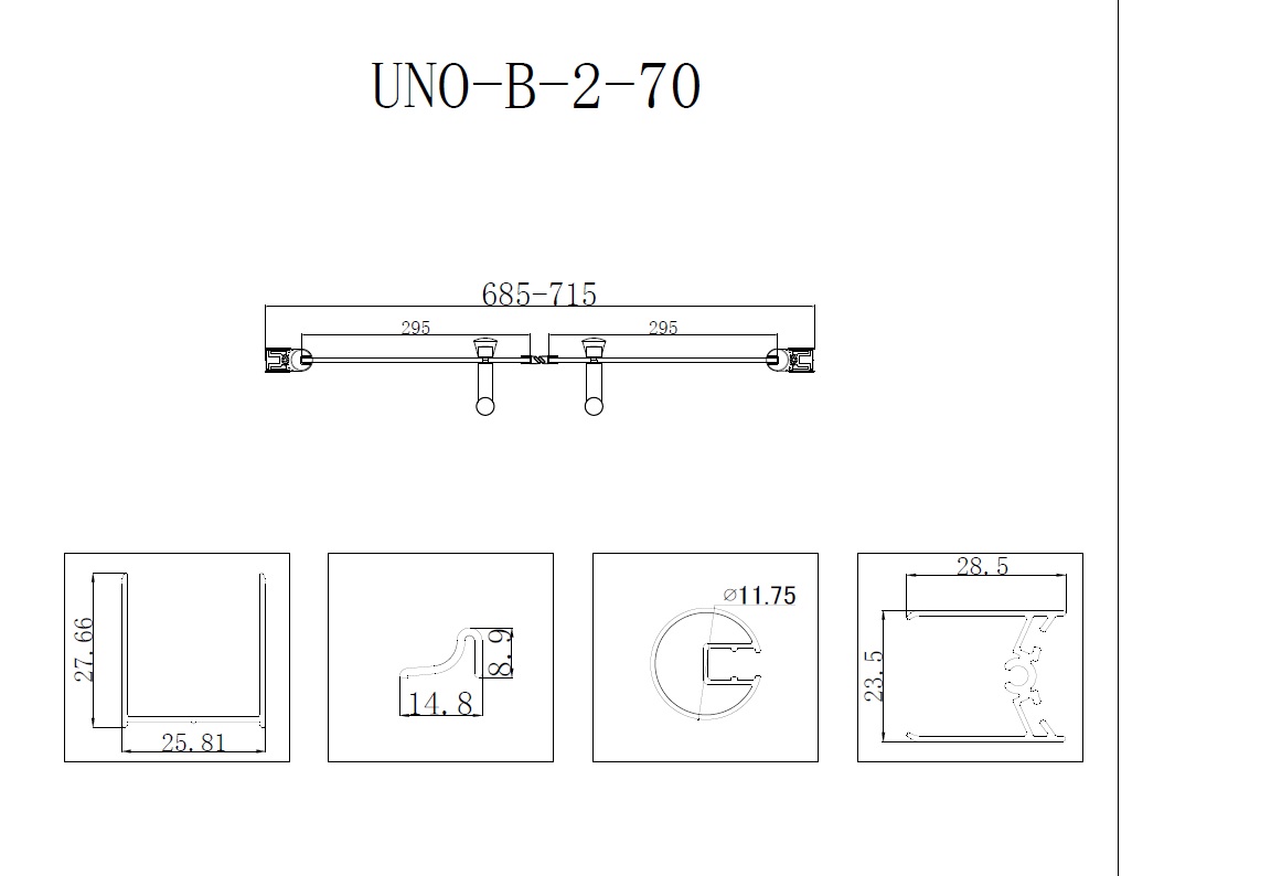 Душевая дверь в нишу UNO-B-2-70-P-Cr BelBagno