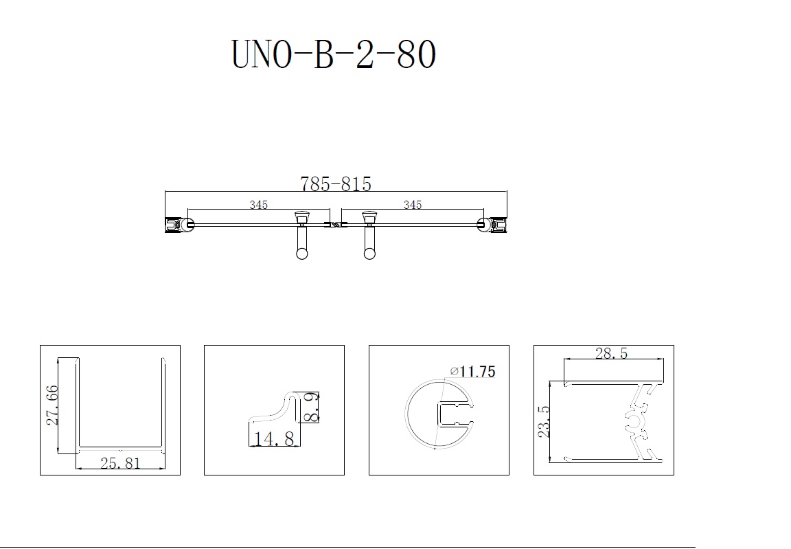 Душевая дверь в нишу UNO-B-2-80-C-Cr BelBagno