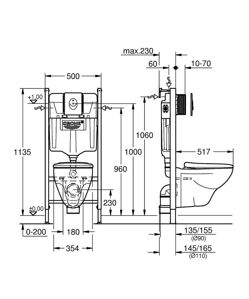 Унитаз подвесной с сиденьем Lecico Perth 491606045 Grohe