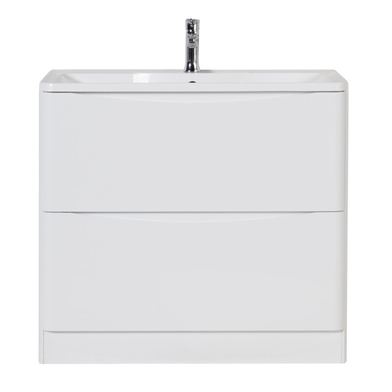 Тумба под раковину напольная с двумя выкатными ящиками ACQUA Bianco Lucido 1000x450x810 BelBagno