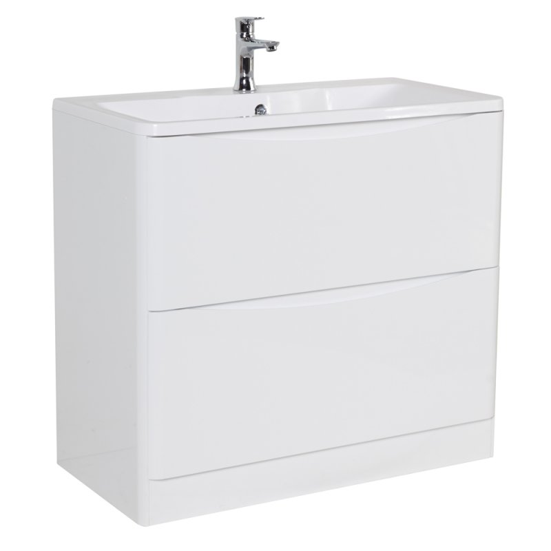 Тумба под раковину напольная с двумя выкатными ящиками ACQUA Bianco Lucido 1000x450x810 BelBagno