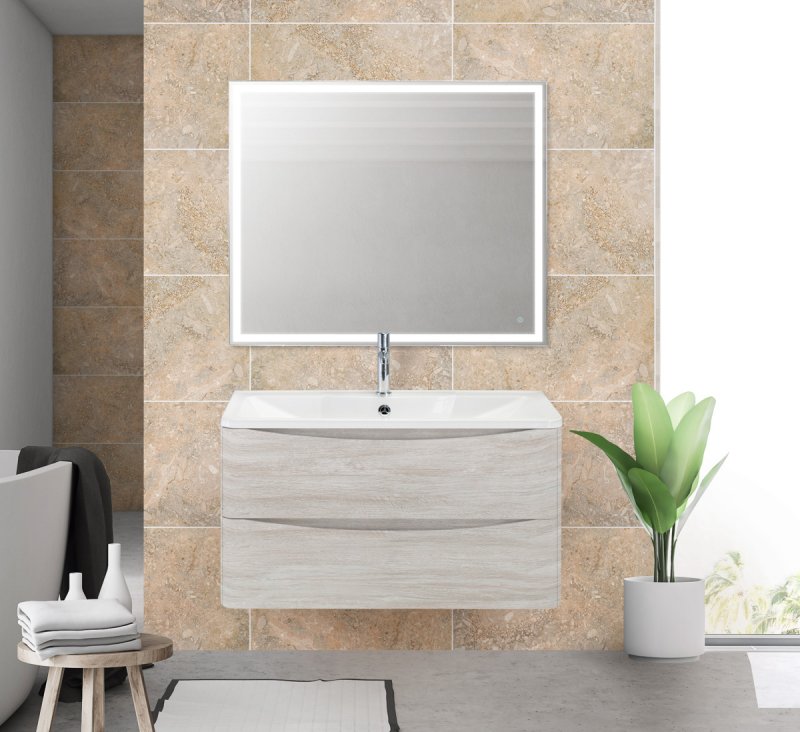 Тумба под раковину подвесная с двумя выкатными ящиками ACQUA Rovere Vintage Bianco 1000x450 BelBagno