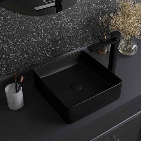 Умывальник накладной чёрный матовый Slide SLIBM01i27 IDDIS
