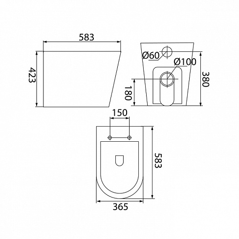 Унитаз приставной безободковый Calipso CALRDSEi26 IDDIS