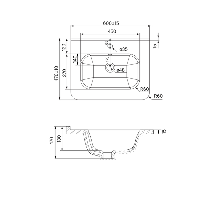 Тумба напольная с умывальником Brick 60 см белая BRI60WFi95K IDDIS
