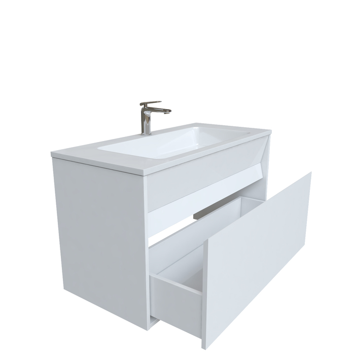 Тумба с умывальником подвесная с ящиком Esper 100 см белая ESP10W0i95K IDDIS