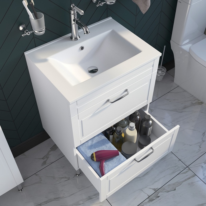 Тумба с умывальником Oxford напольная 60 см белая OXF60W0i95K IDDIS