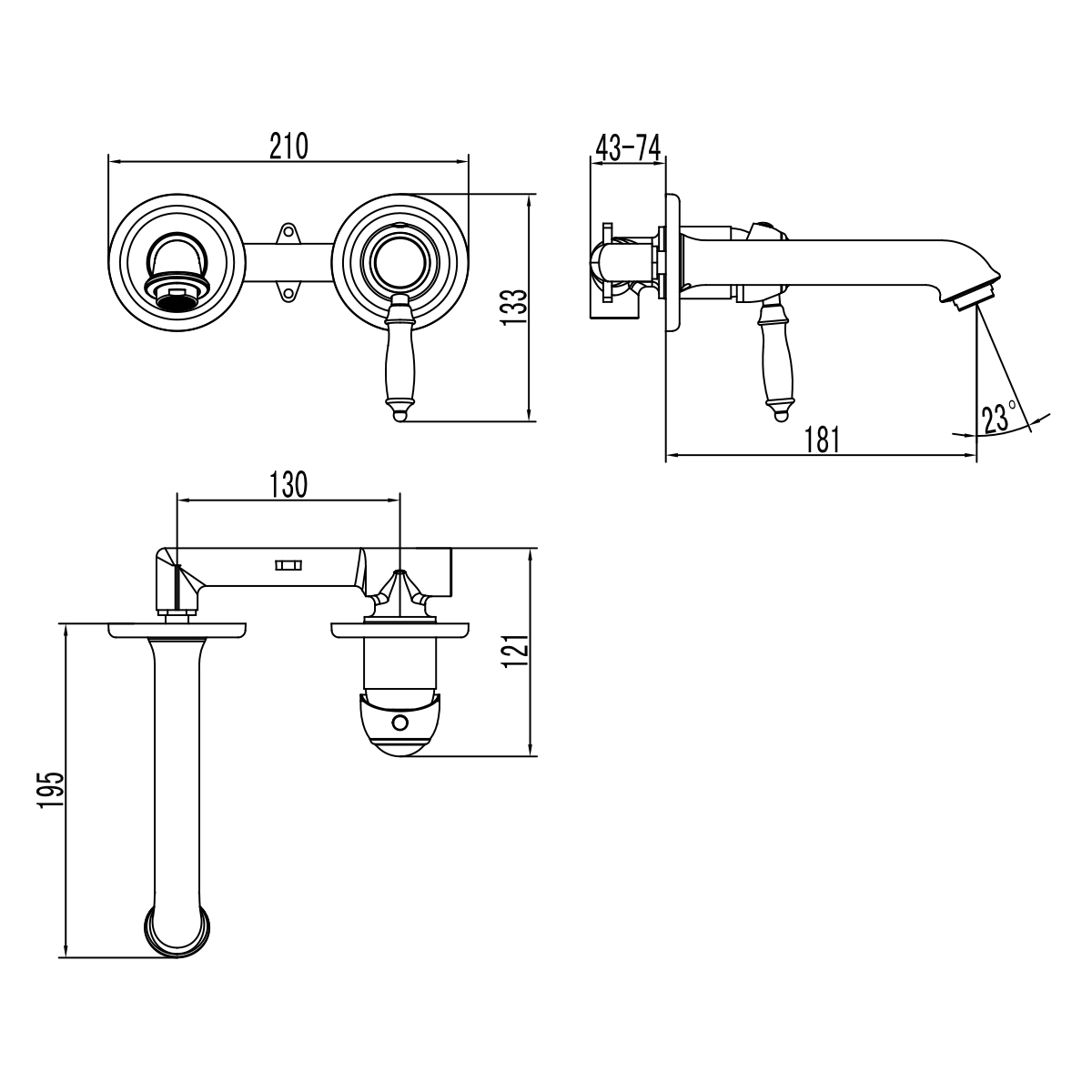 Смеситель для раковины, встраиваемый Villa LM4826B Lemark