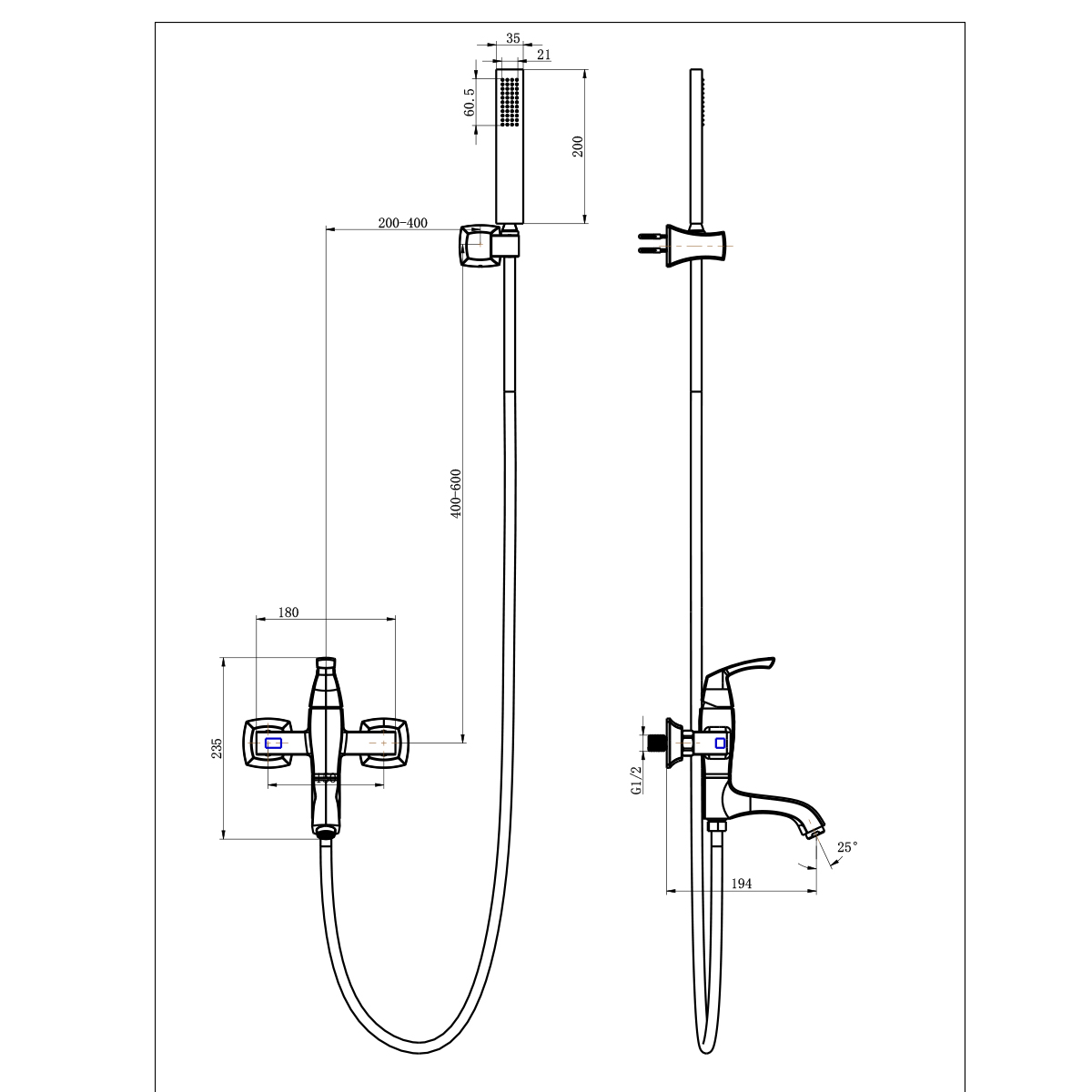 Смеситель для ванны Nubira LM6214ORB Lemark