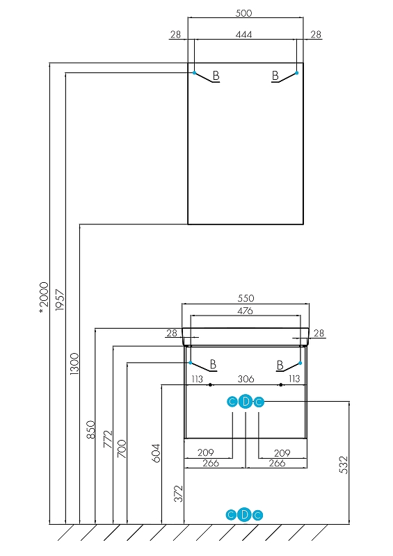Тумба под умывальник Асти 55 белый глянец 1A263101AXD70 Aquaton