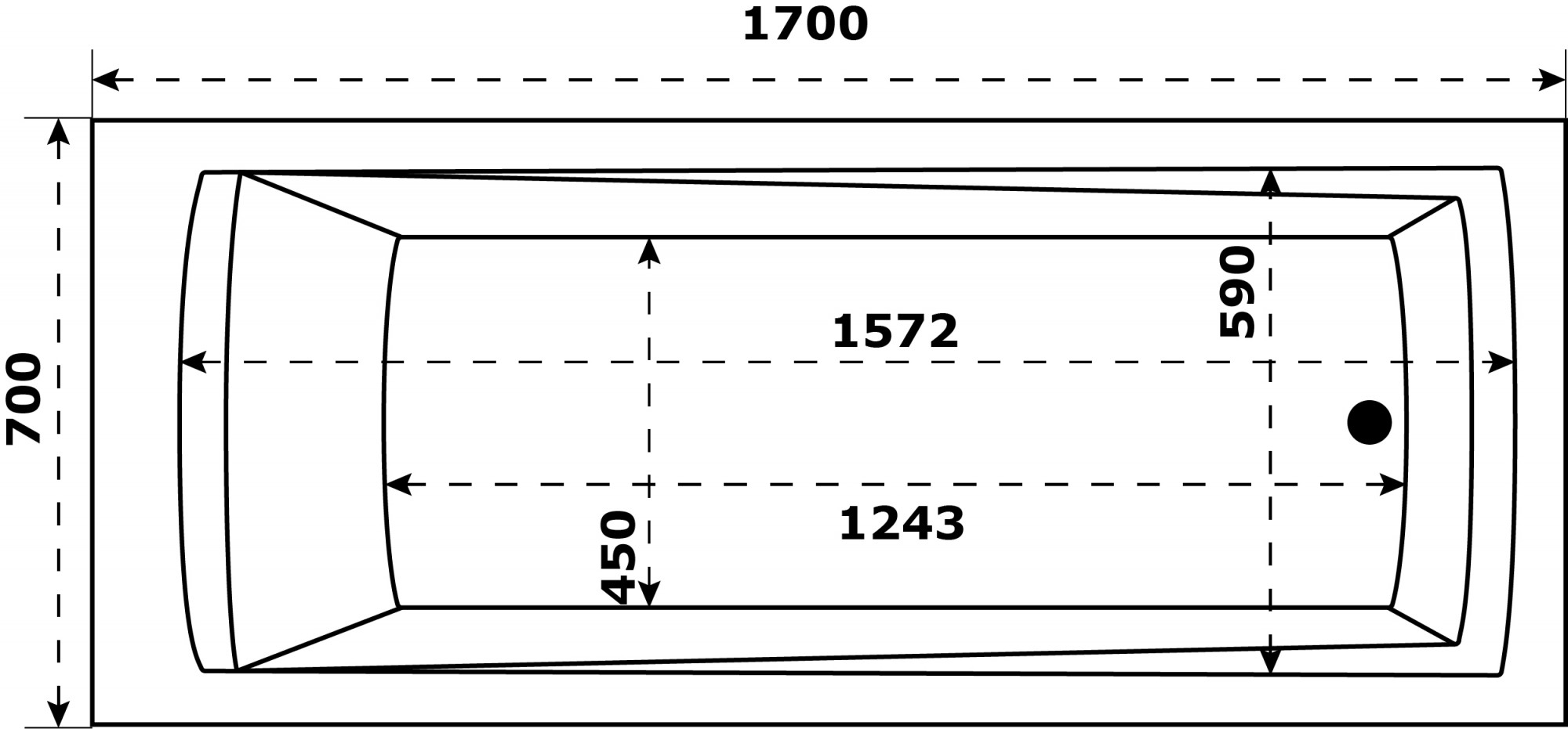Ванна акриловая Бали 170х70 БАВ0003 Azario