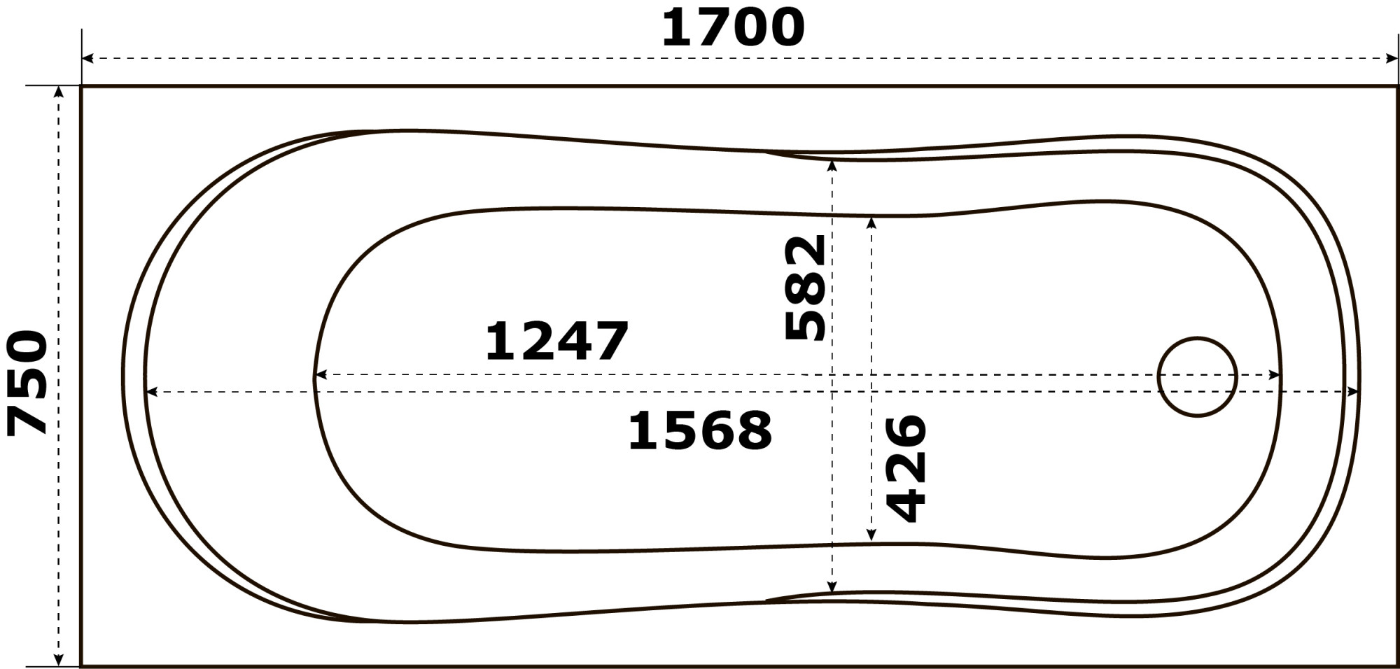 Ванна акриловая Тенза 170х75 ТНВ0002 Azario