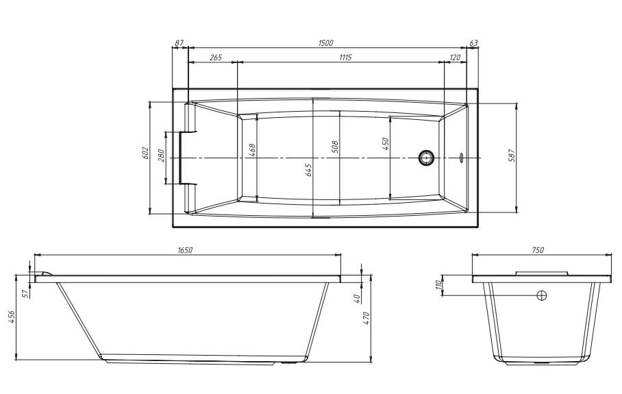 Ванна акриловая AELITA MG 165x75 01ае1675 1 Марка