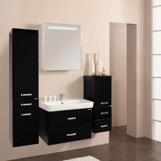 Шкаф-колонна подвесная Америна левая рифт черный