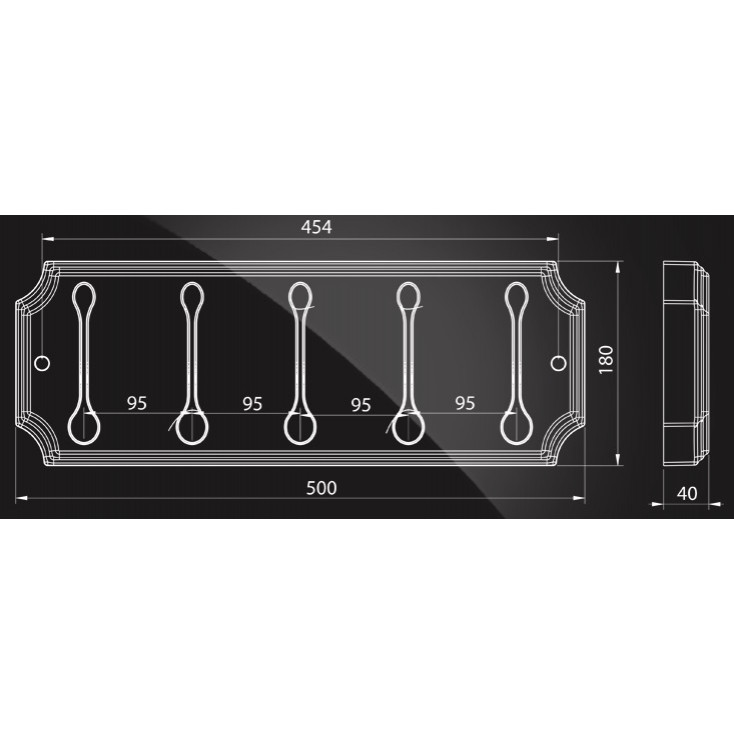 Панель пластик с 5 плоскими крючками HERMITAGE HRM-670-Black/Chrome Elghansa