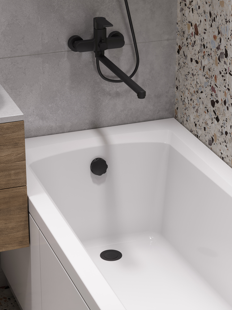 Смеситель для ванны BRASKO BLACK, с длинным изливом, чёрный, A64092 CERSANIT
