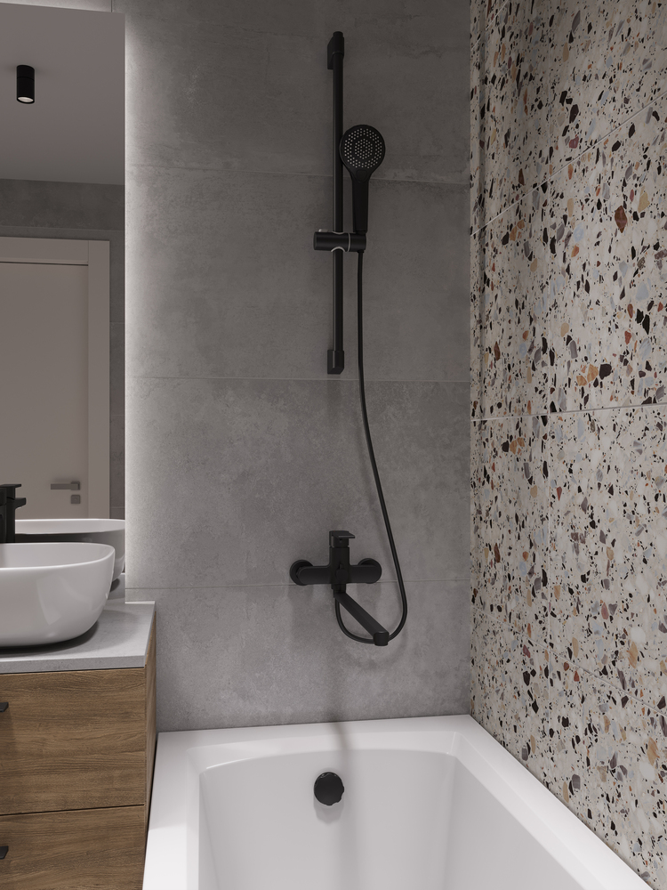Смеситель для ванны BRASKO BLACK, с длинным изливом, чёрный, A64092 CERSANIT