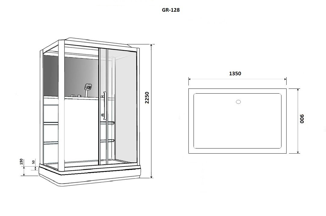 Душевая кабина GR128L (90x135x225) GROSSMAN