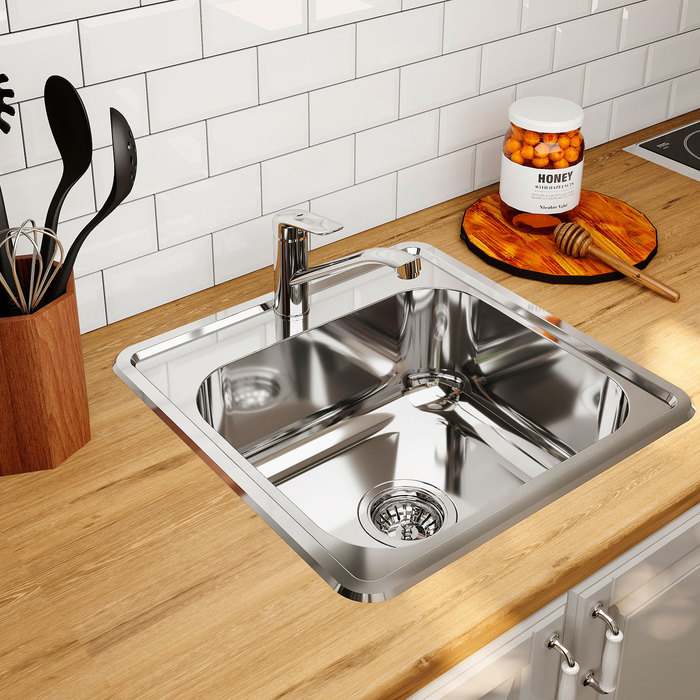 Мойка из нержавеющей стали с выпуском, полированная, 485х485, Strit S, STR48P0i77K IDDIS