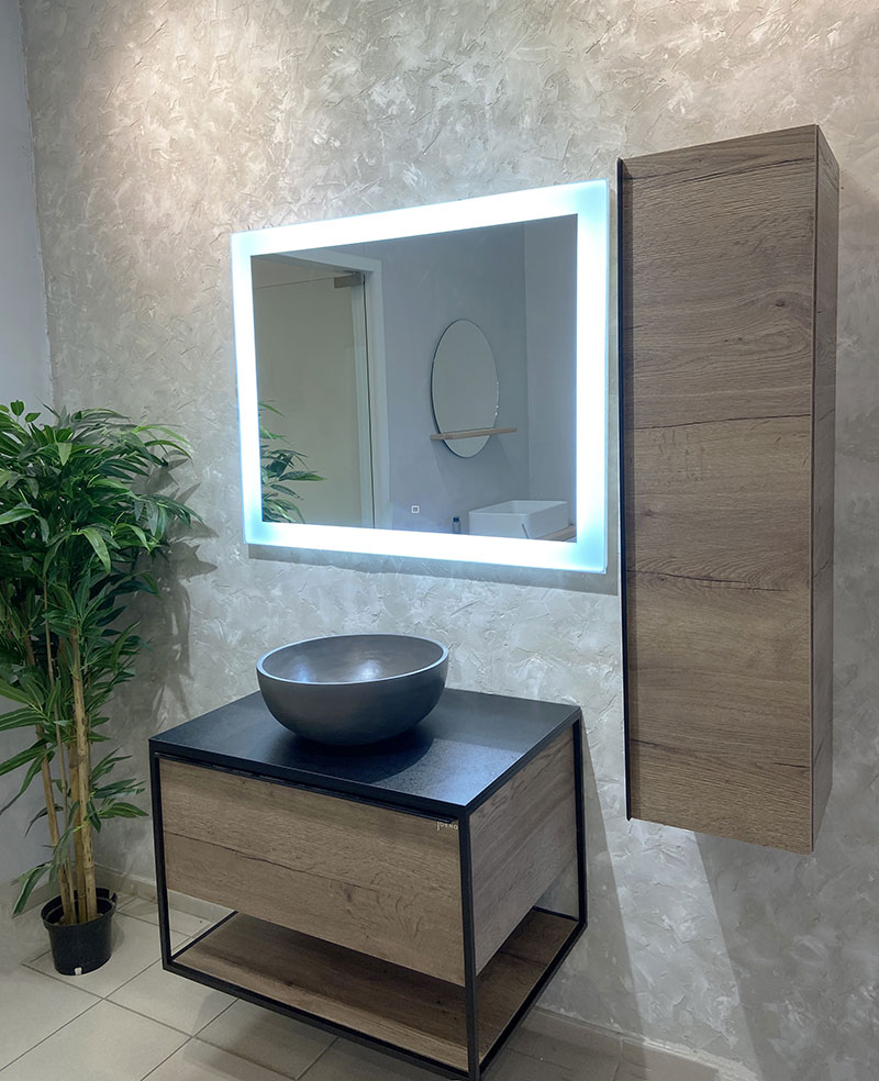Зеркало для ванной AZARIO Норма 1000*800 - 4 (часы+ сенсорный выключатель) LED-00002457