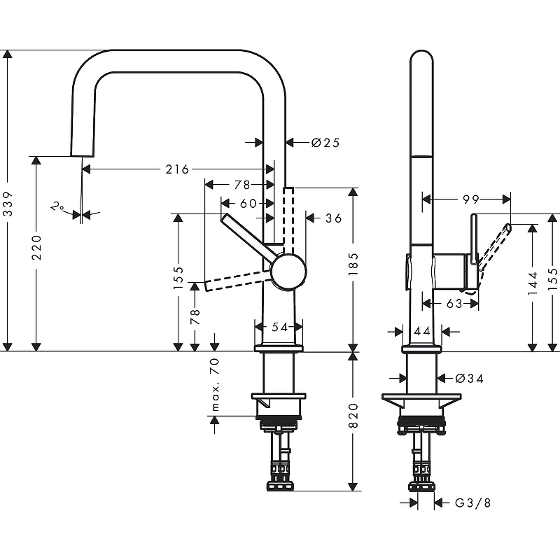 Смеситель для кухни M54 Talis U 220 72806000 HANSGROHE