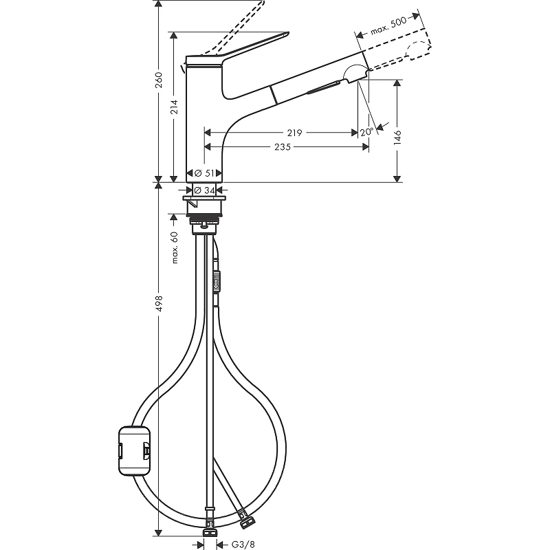 Смеситель для кухни Zesis M33 150 2jet 74800670 HANSGROHE