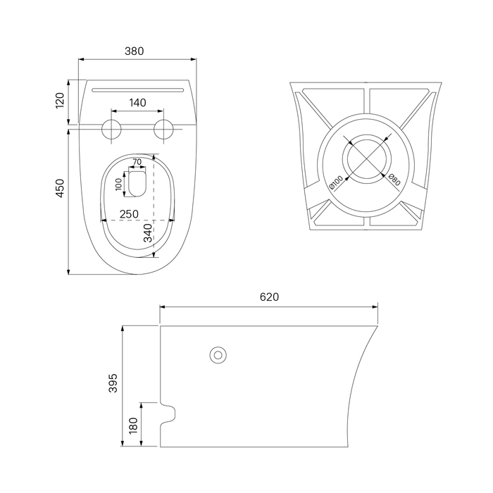 Унитаз приставной с функцией импульсного смыва, Pulse, PULIDSEi26 IDDIS