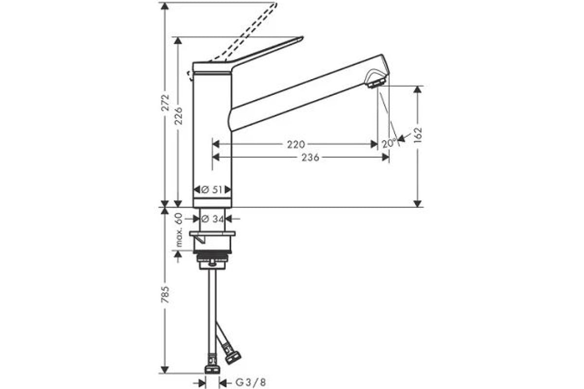 Смеситель для кухни 160 1jet Zesis M33 74805000 HANSGROHE