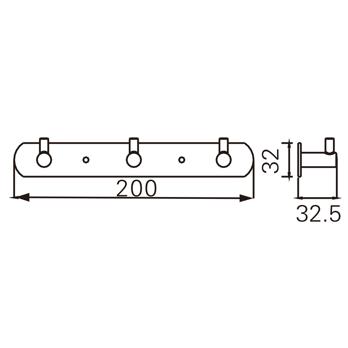 Планка 3 крючка, хром NESSY AZ-1513 Azario