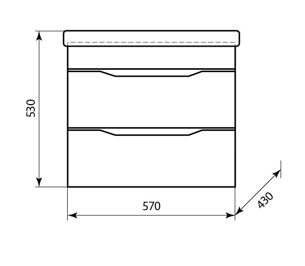 Тумба с раковиной Комо 60/2 ящика подвесная минор Aqualine