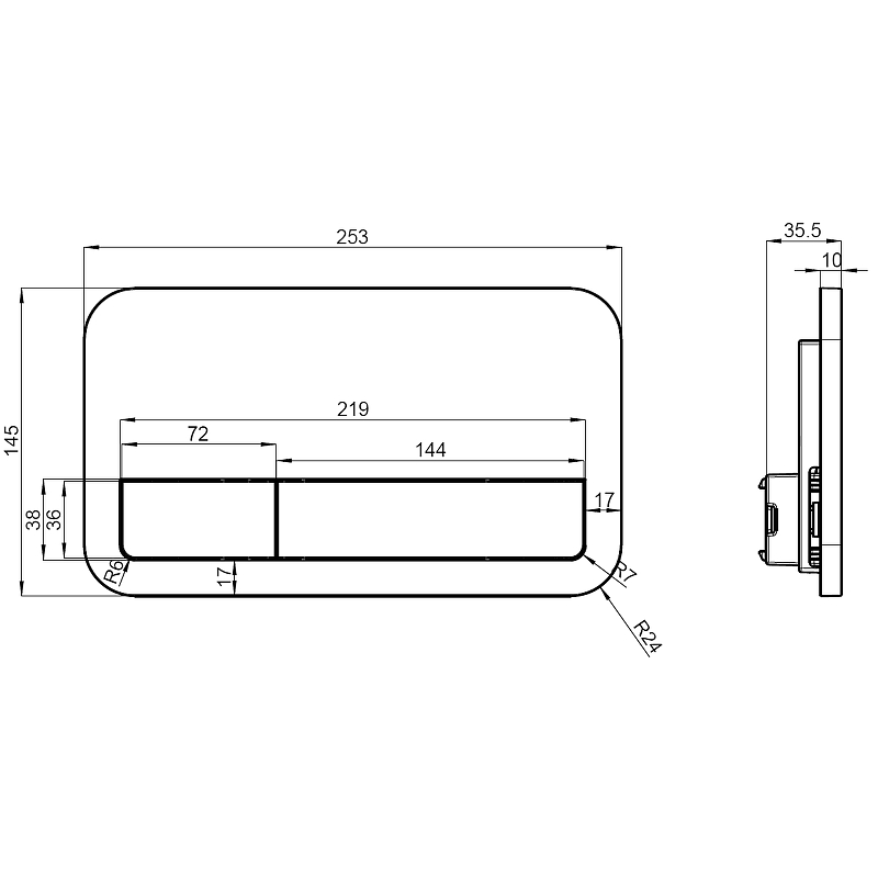 Клавиша смыва, цвет хром матовый, ViConnect 92249069 Villeroy & Boch