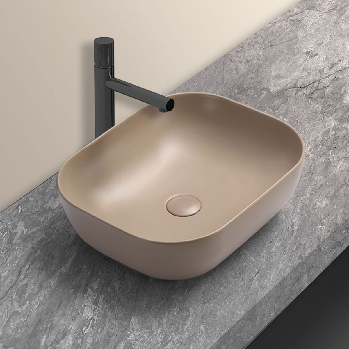 Раковина накладная керамическая 500х400х140 капучино матовый VBS-101MC Vincea