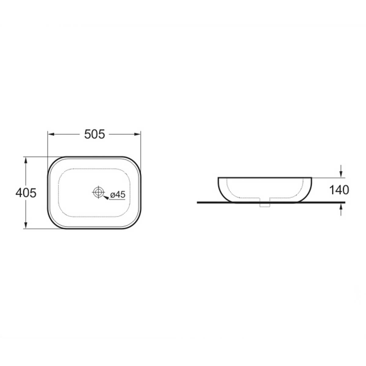 Раковина накладная керамическая 500х400х140 капучино матовый VBS-101MC Vincea