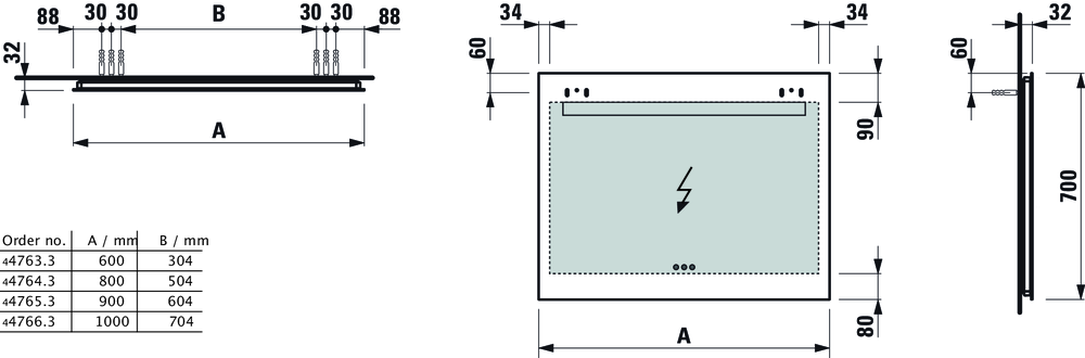 Зеркало LEELO 70х80 с интегрированным LED светом 2700-6000К 3 сеанс. выкл 4.4764.3.950.144.1 Laufen