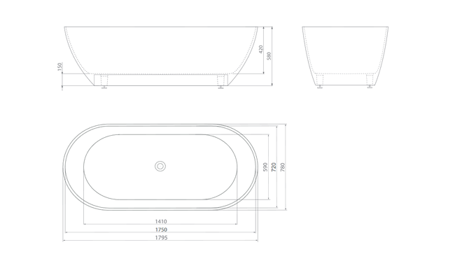 Ванна мраморная SUMBAWA 1795×780×580 Esse