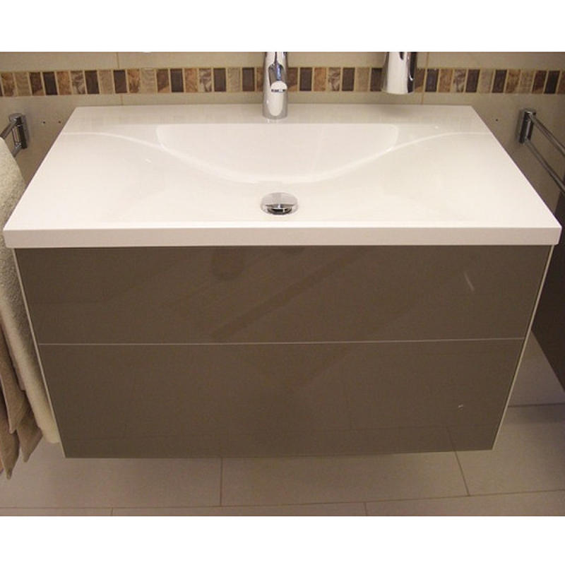 Тумба под умывальник 996х450х487 мм, корпус матовый лак/фасад стекло трюфель 3407014000 Royal Reflex