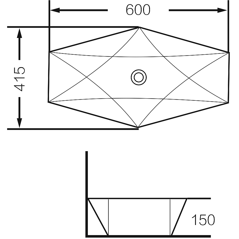 Раковина (640*415*130) БЕЛАЯ GR-3030 GROSSMAN