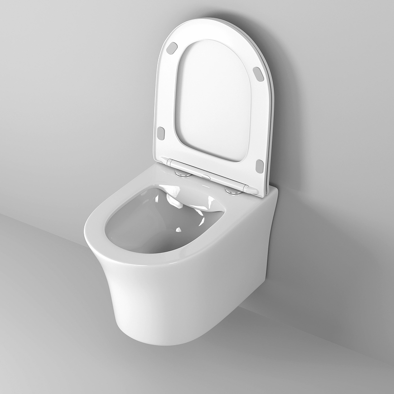 Унитаз Style подвесной БЕЗОБОДКОВЫЙ с тонкой крышкой (490*365*355) GR-4475S GROSSMAN