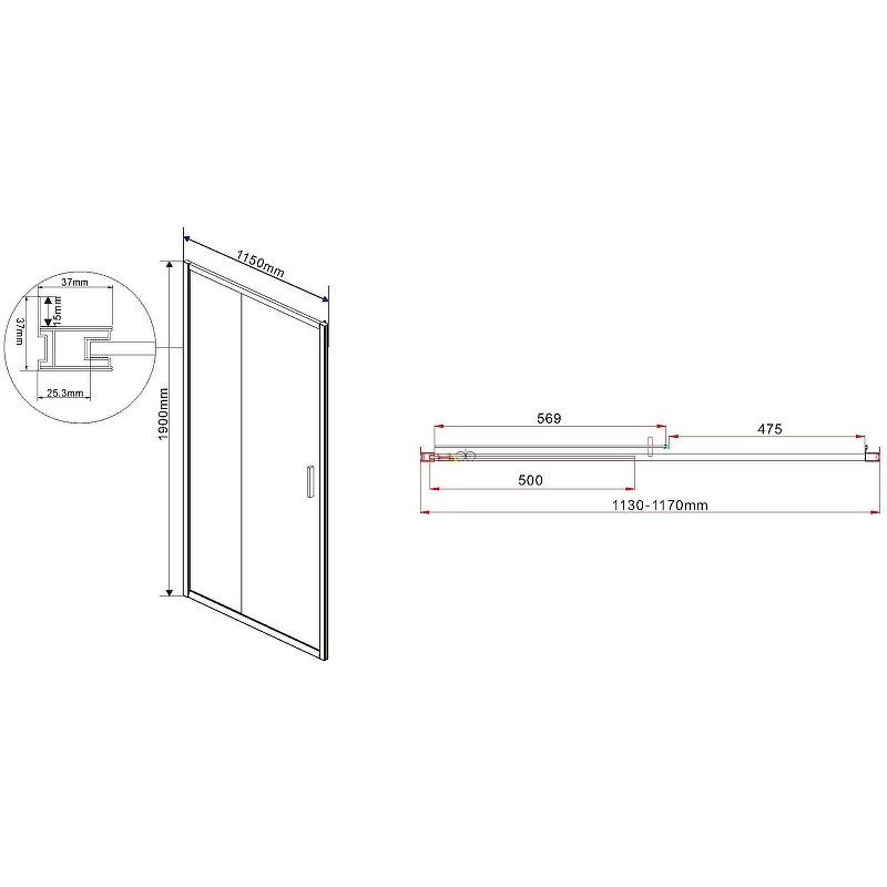 Душевая дверь Garda 1150, хром, стекло прозрачное VDS-1G115CL Vincea