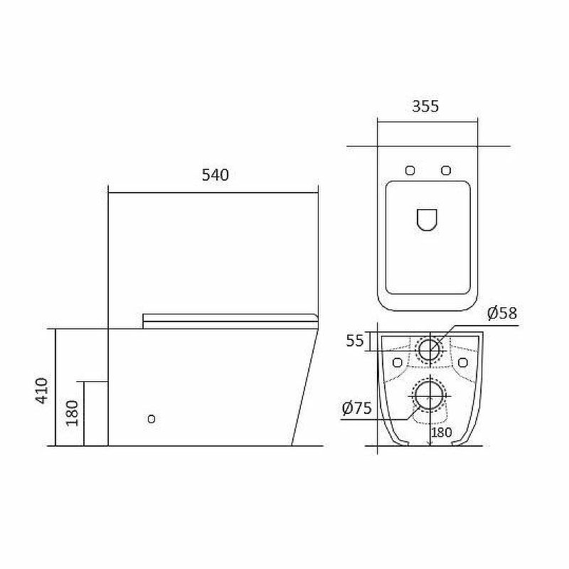Унитаз приставной безободковый Либра с сиденьем микролифт AQ1908N-00 Aquatek