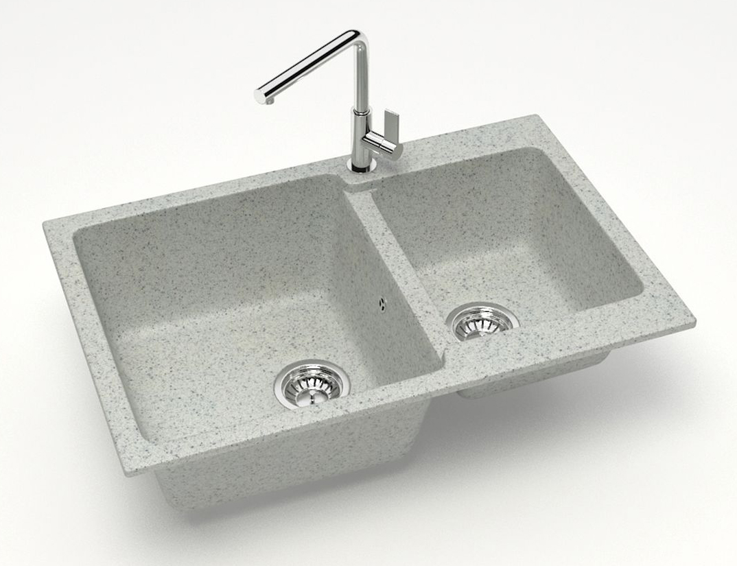 Кухонная мойка Grand 765х500х190 Светло серая сифон + герметик CS00079906 Azario